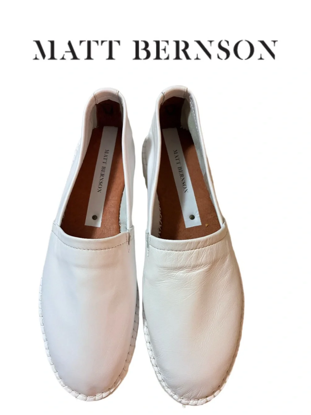 Matt Bernson White Leather Espadrilles